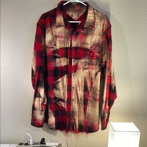 Red and Black Plaid Shirt with Santa Patch